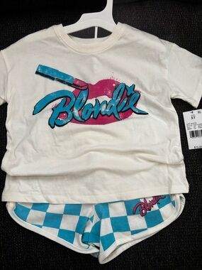 Target Kids Blondie Graphic Tee and Checker Shorts Set - White, Blue, Pink